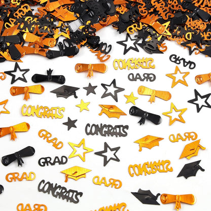 Gold and Black Graduation Confetti 2026, 1000 Pcs Congrats Grad Confetti Class of 2026 Party Table Centerpiece for 2026 Graduation Party Decorations