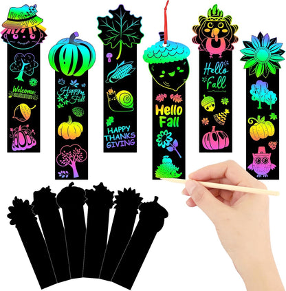 JUNEBRUSHS 30Pcs Ocean Crafts, Rainbow Magic Ocean Animals Scratch Bookmarks Under The Sea Party Favors Games for Activities Summer Arts and Crafts