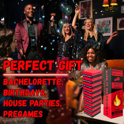 | Fun Drinking Game for Adults: 150 Hilarious Dares & Risky Questions | Adult Party Games for Block Party, Pregame, College, Girls Night, Bachelorette