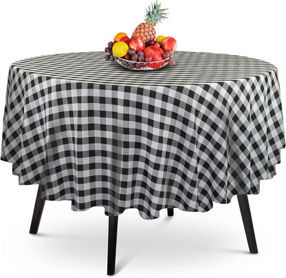 14 Pack Black 54 x 108 in. Rectangle Disposable Plastic Tablecloths - Smooth Decorative Covers for Parties, Weddings