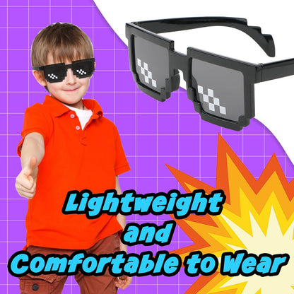 kilofly 10pc 8-Bit Pixel UV Protect Gamer Sunglasses Adult Kids Party Favors
