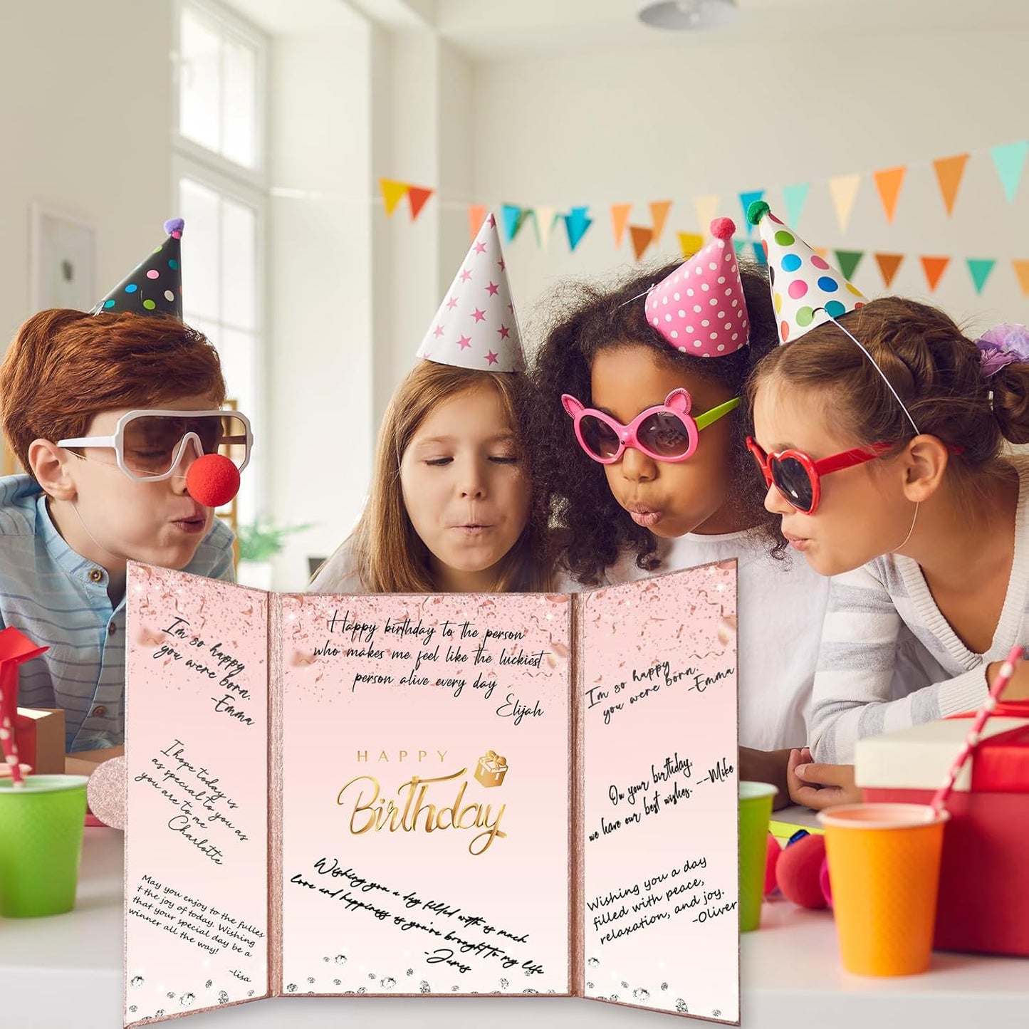 Crenics Black and White Birthday Decorations Women Men, Creative Birthday Guest Signature Book Alternative 18" x 12", Great Party Gifts for Girls or Boys