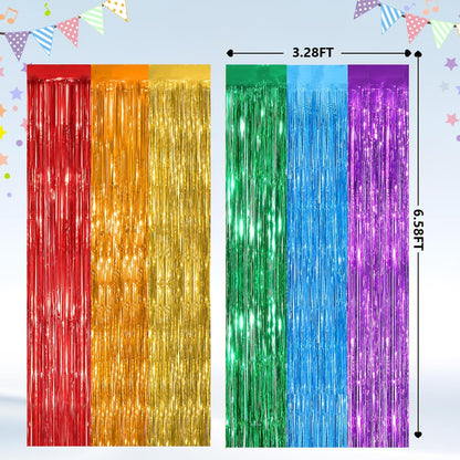 GCB 2Pack Black Metallic Tinsel Foil Fringe Curtains, Black Foil Curtain Backdrop, Photo Booth Props for Birthday Wedding Baby Shower Bachelorette Xmas Celebration Party Decorations Door Streamers