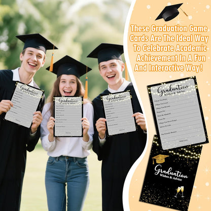 Graduation Games, Black Gold Grad Party Game Cards for Adults, Graduation Guest Bingo Games, Graduation Celebration Party Favors Supplies, 25 Pack (08)