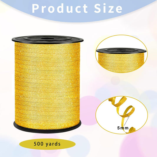 Rainbow Curling Ribbon, 500 Yard Metallic Shiny Curling Ribbon, 1/5" for Presents, Balloons, Parties & Festivals