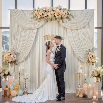 10ftx10ft Black Backdrop Curtains for Weddings Parties, Wrinkle Free 2 Panels Silky Polyester Photo Backdrop Drapes Back Drop Cloth Drapery for Birthday Mother'sDay Photography Background