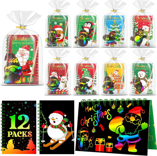 12 Pack Under the Sea Scratch Art Party Favors for Kids - Rainbow Scratch Paper with Ocean Animals Scratch Off Cards Easter Birthday Goodie Bags Stuffers - Return Gifts DIY Classroom Prizes