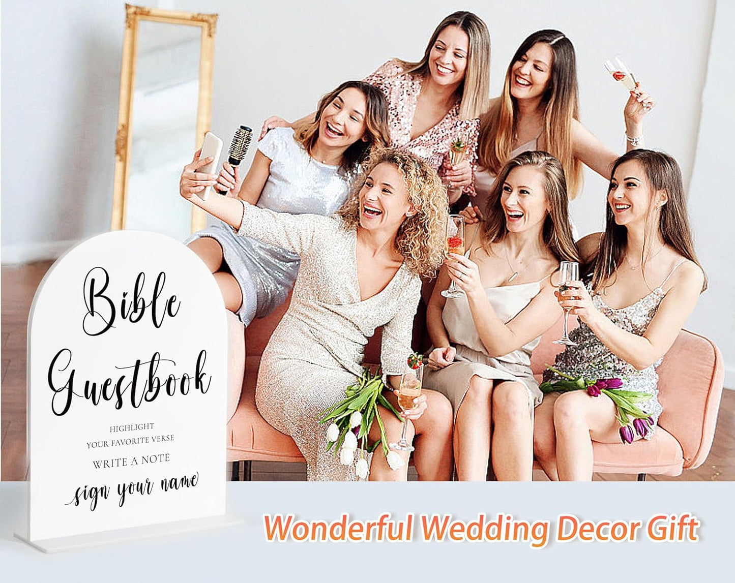 Audio Guest Book Sign, White Arch Acrylic Wedding Sign, Audio Guest Book Wedding Phone, Bridal Shower Decor, Engagement Party Decor, Centerpiece Table Decorations Party for Bride and Groom-14