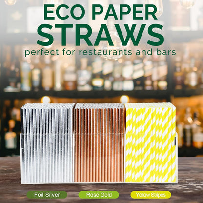 5.75 inch Orange Paper Cocktail Straws, Short Disposable Drinking Straws 500 Counts, Unwrapped - Compostable