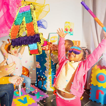 Dinosaur Pinata - Dinosaur Decorations with a Blindfold and Bat for Boys Girls Animal Themed Birthday Party Kids Classroom Game Decorations Supplies (15.7 x 11.4 x 3.1 Inches)