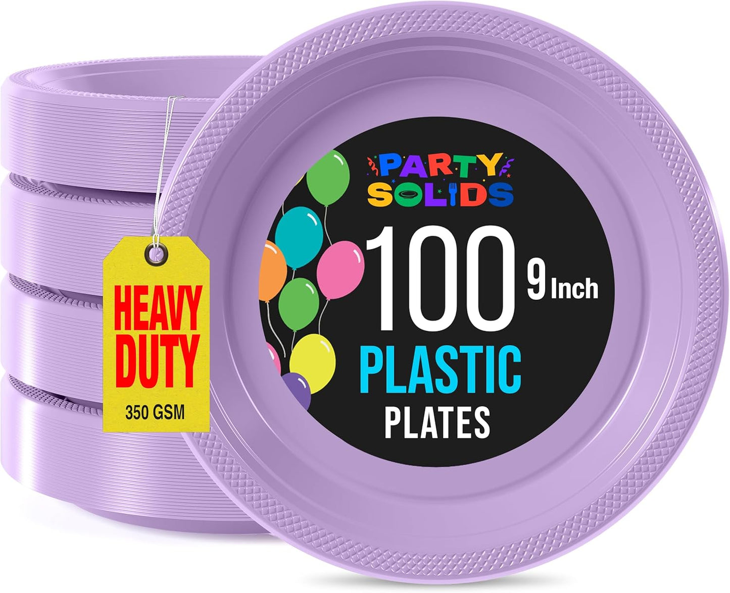 Party Solids Black Plastic Plates For Party 10" Black Disposable Plates For Party Supplies 100 Pcs Plastic Dinnerware Sets Heavy Duty 350 GSM Disposable Dinnerware Set