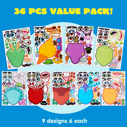 JOYIN 36 Sheets 9"x6" Make a face Stickers for Kids, Make Your Own Animal Stickers with Unicorn, Dinosaur, Sea and Safari Animals, Crafts Birthday Party Favors, Goodie Bags Classroom Activities