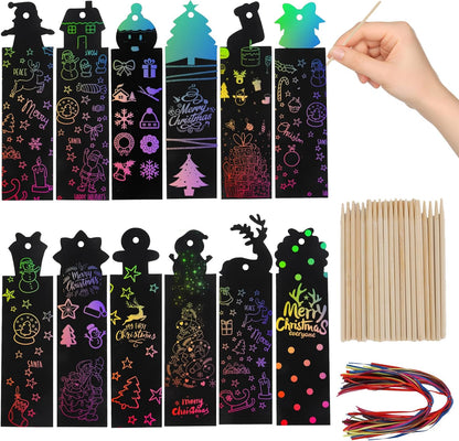 Christian Rainbow Scratch Bookmarks,Easter Basket Stuffers,Party Favors 60 Ribbons 30 Bamboo Stylus Bible Art Crafts Sunday School Crafts Christmas Scratch Off Cards Religious Gifts