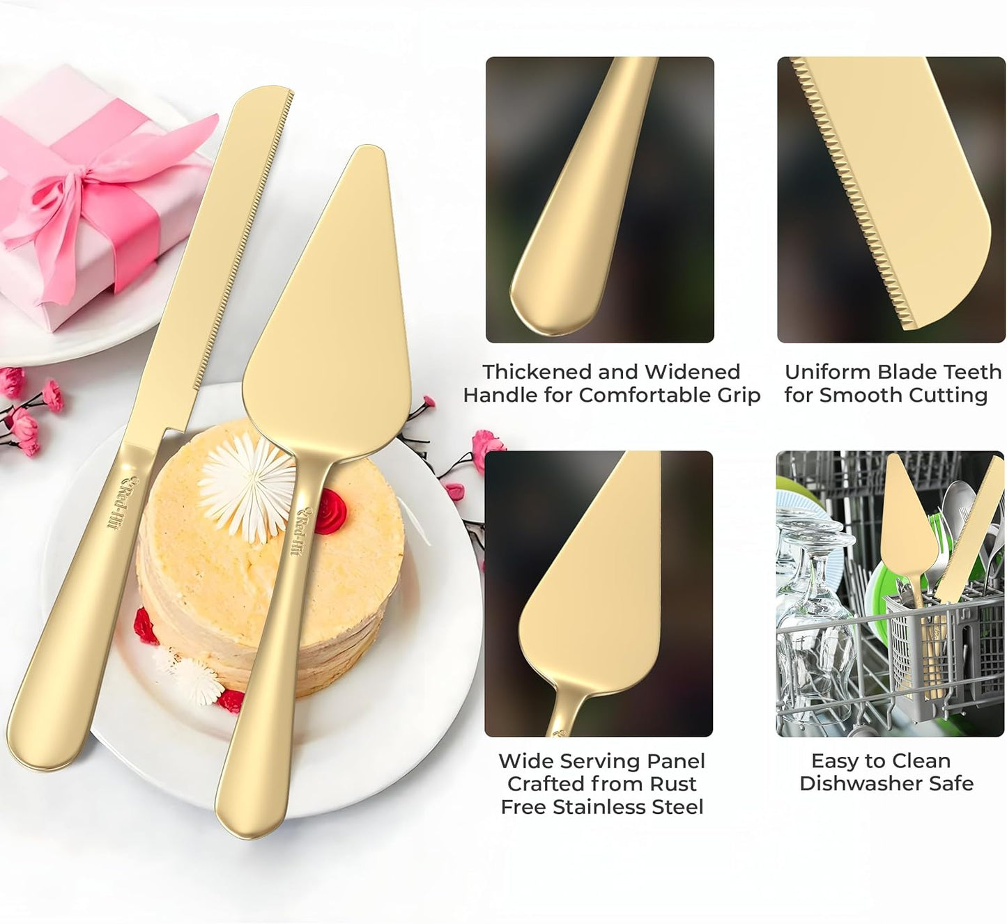 Cake Cutting Set for Wedding Cake Knife and Server Set, Cake Cutter and Pie Spatula, Cake Server and Knife Set of 2