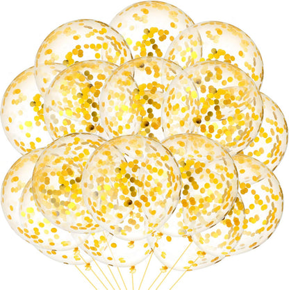 10 Pieces 18 Inch Glitter Confetti Balloons Paper Dots Confetti Shiny Latex Large Balloons for Birthday Wedding Party Decorations(Gold)