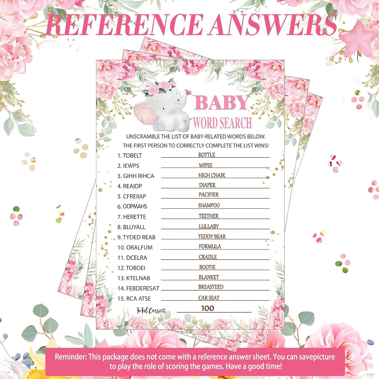 Yinder 145 Pcs Baby Shower Games Activities Cards with 20 Pencils Includes Baby Bingo Description and Wishes Guess Who Price is Right Word Scramble Game(Here Comes the Son)