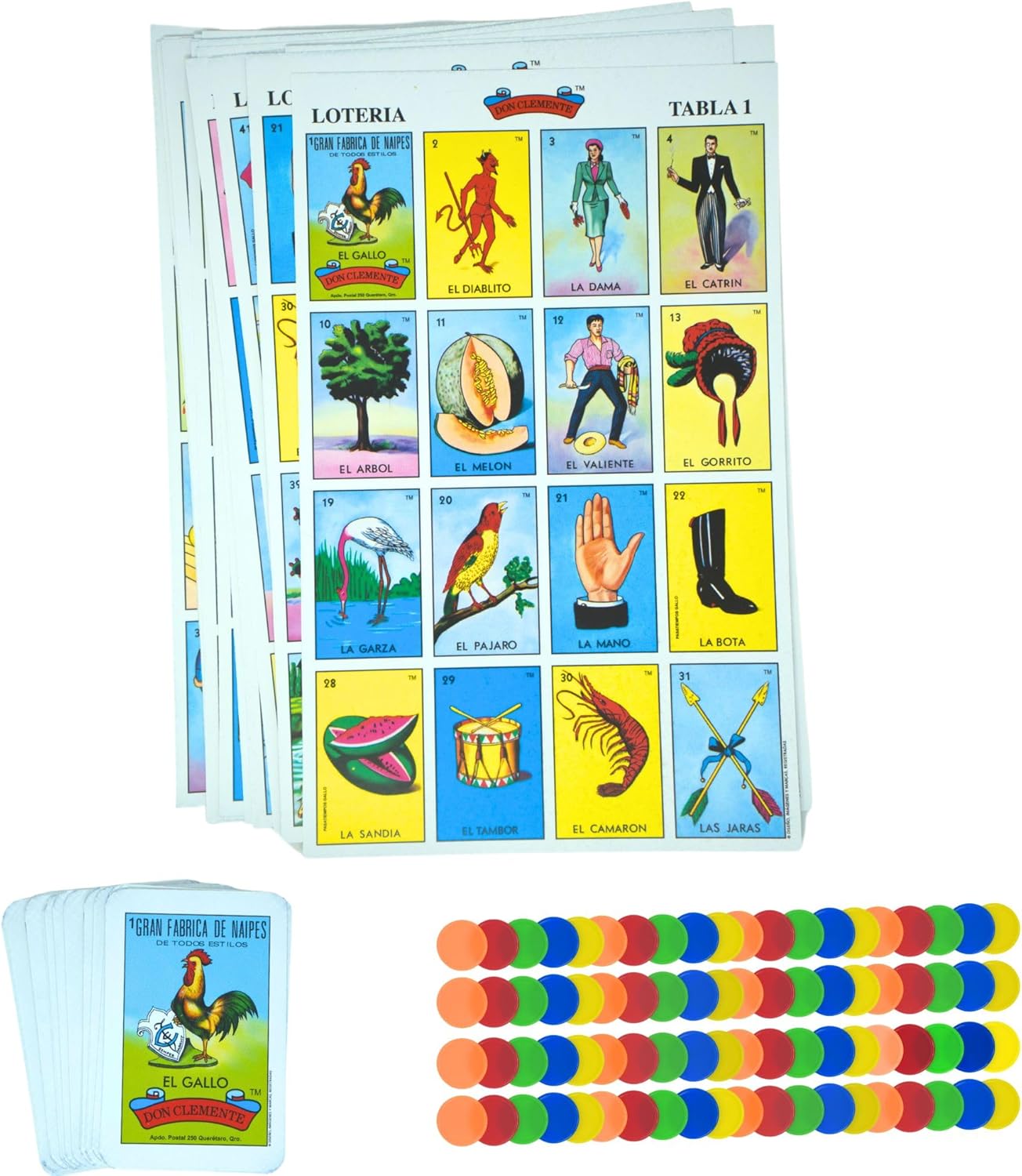 The Original Loteria Game Set, Loteria Mexican Bingo, Loteria Mexicana, La Loteria Cards and Bingo Chips Included - 20 Players