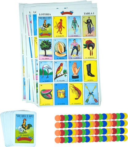 The Original Loteria Game Set, Loteria Mexican Bingo, Loteria Mexicana, La Loteria Cards and Bingo Chips Included - 20 Players