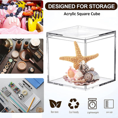 KissYou Acrylic Box Clear Boxes with Lid 12 Packs Small Candy Box Display Square Cube Wedding Graduation Party Decorations Jewlry Gift Box