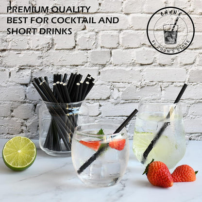 Black Paper Straws, Solid black/250 Bulk, Biodegradable Paper Drinking Straws for Cocktail, Drinks, Bars and Restaurant, 7.75"x0.24"