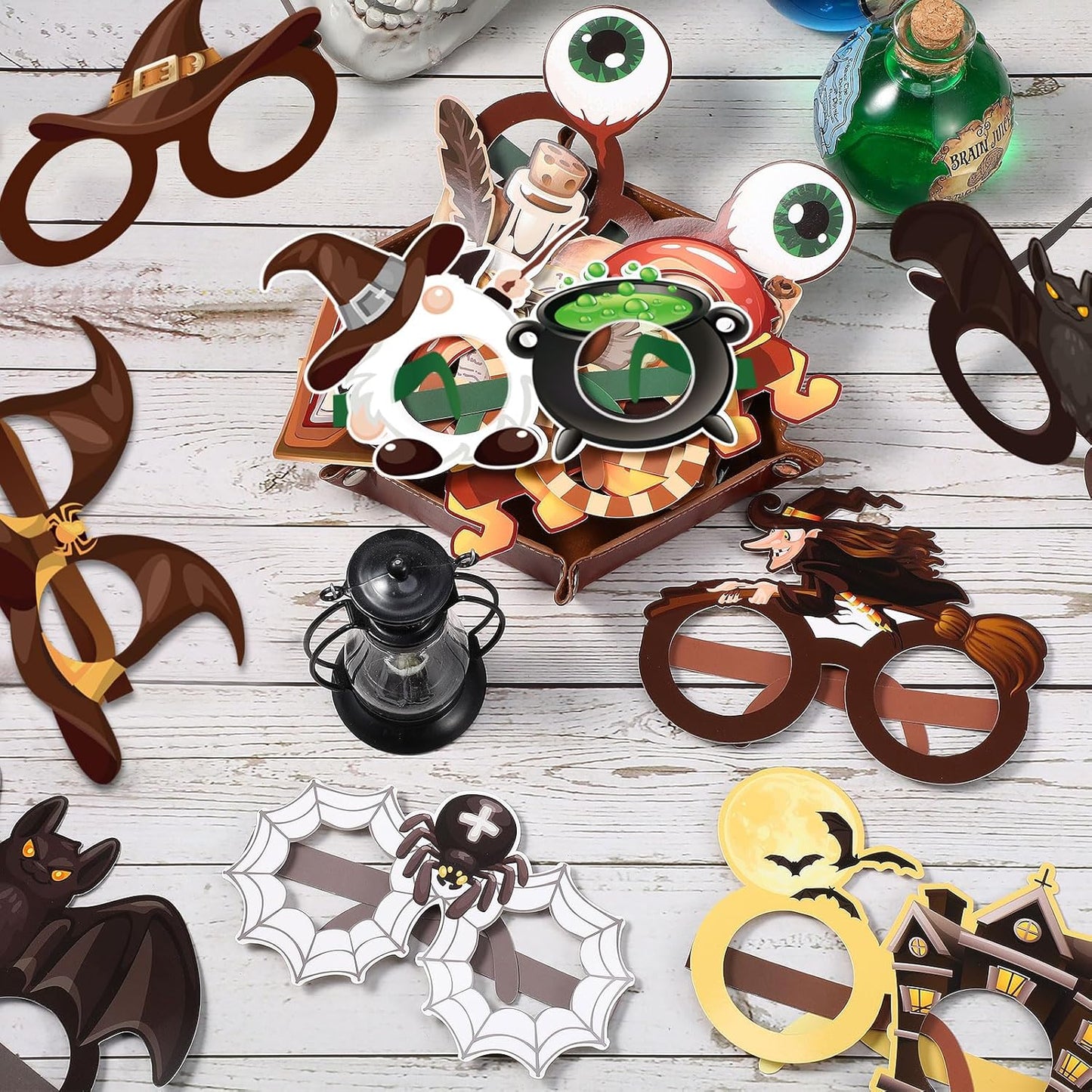 32 Pcs Spa Party Favors Paper Glasses Makeup Paper Eyeglasses Frames Spa Photo Booth Props Selfie Props for Makeup Birthday Party Decorations