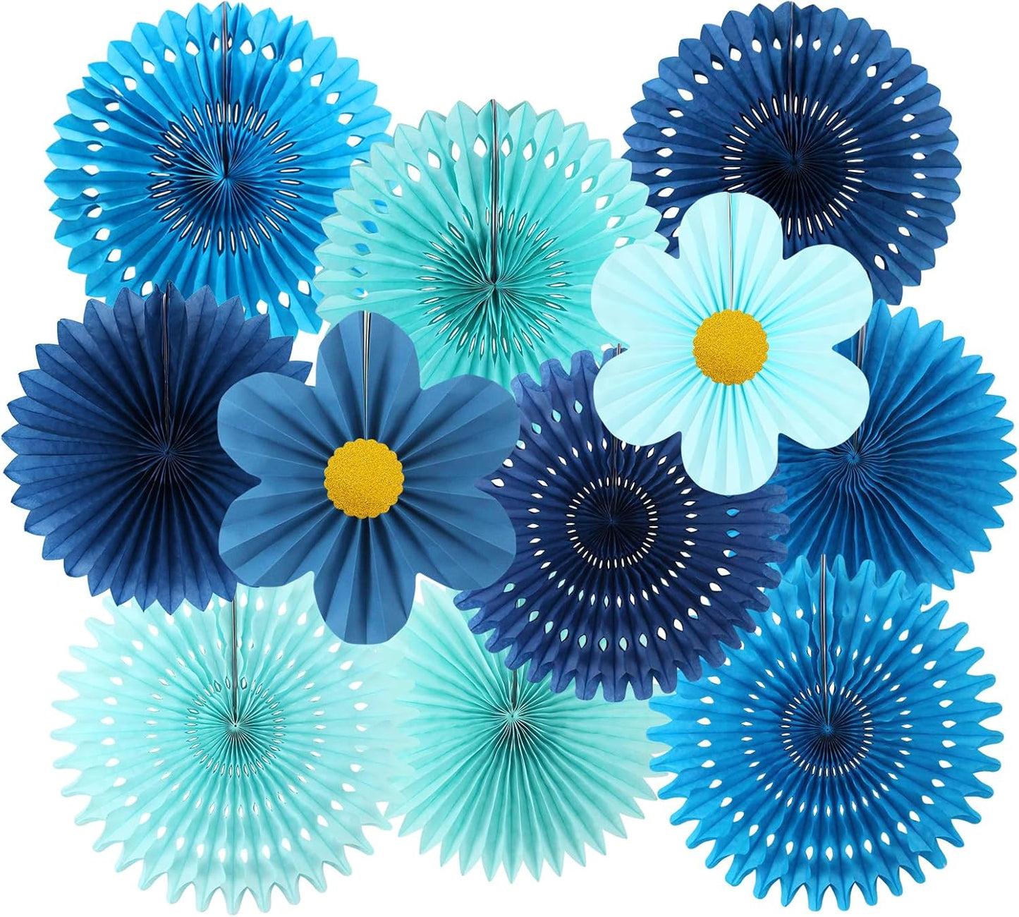 Party Hanging Paper Fans Decoration Set for Wedding Birthday Party Mother's Day Round Events Accessories Set of 8