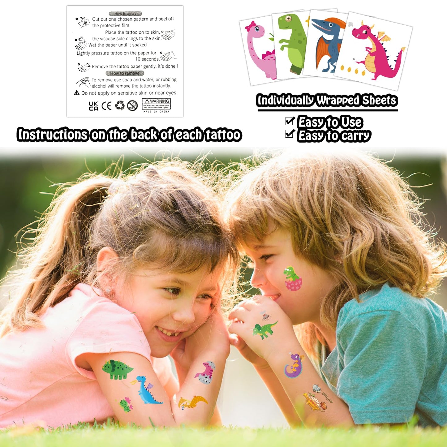Partywind 408 PCS Kids Tattoos for Party Supplies, Individually Wrapped Sheet Temporary Tattoos Stickers for Kids Goodie Bag Stuffers, Fun Birthday Party Favors - Mixed