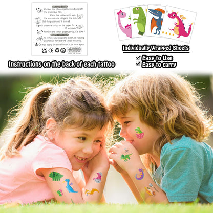 Partywind 408 PCS Kids Tattoos for Party Supplies, Individually Wrapped Sheet Temporary Tattoos Stickers for Kids Goodie Bag Stuffers, Fun Birthday Party Favors - Mixed