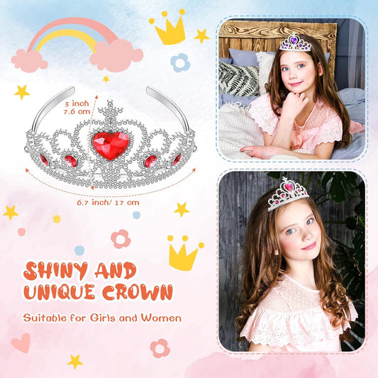 Zhanmai 24 Pcs Tiara Crown Set Princess Crown for Girls Plastic Tiaras Dress up Costume Party Favor Accessories Kid Birthday (Bright Colors)