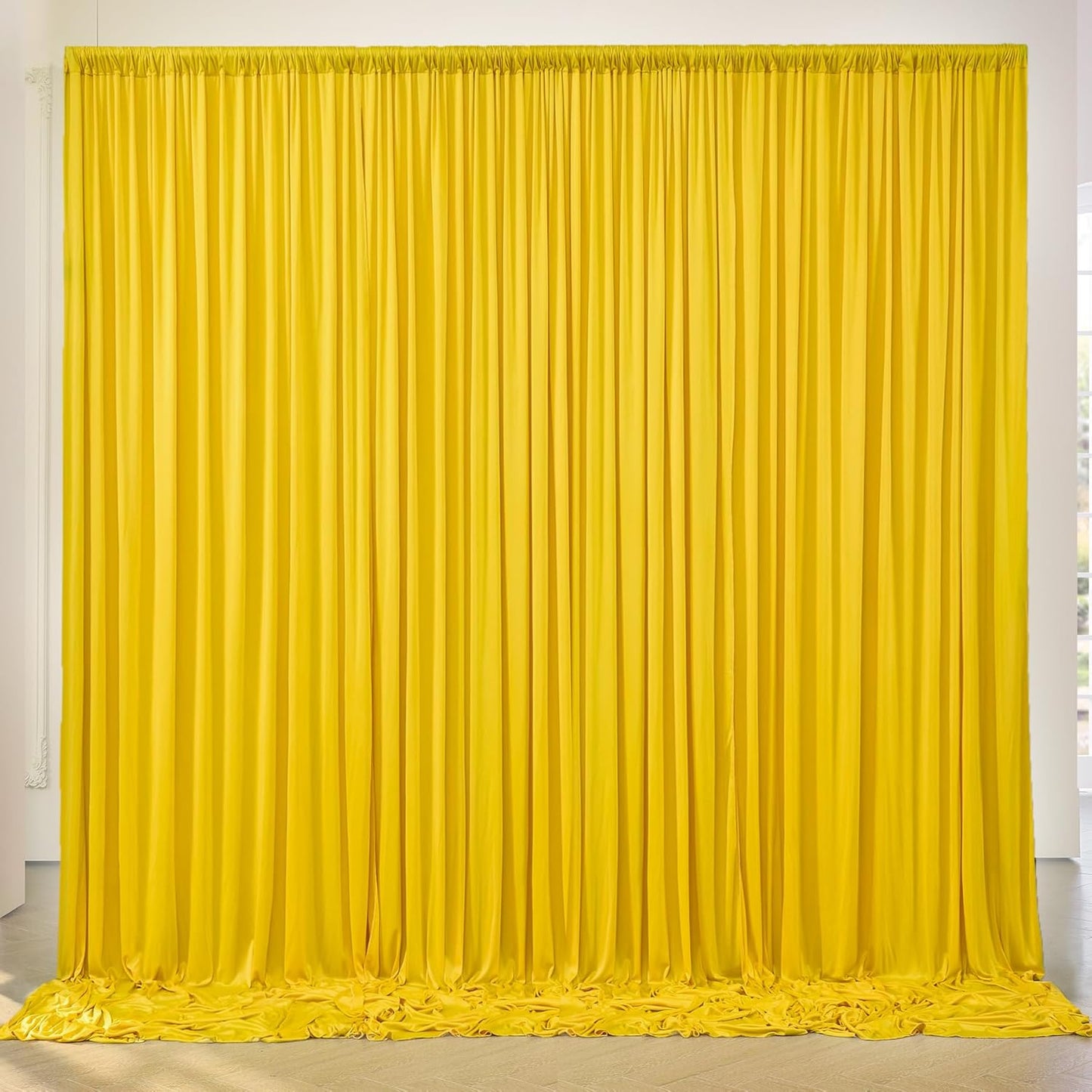 10ftx10ft Black Backdrop Curtains for Weddings Parties, Wrinkle Free 2 Panels Silky Polyester Photo Backdrop Drapes Back Drop Cloth Drapery for Birthday Mother'sDay Photography Background