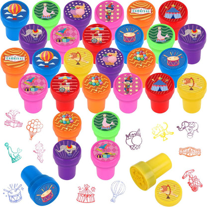 24 PCS Camp Party Favors Camping Adventure Mini Stamps Colorful Self Inking Stamps Camping Themed Party Favors for Boys Girls Student School Classroom Rewards Carnival Prizes Supplies