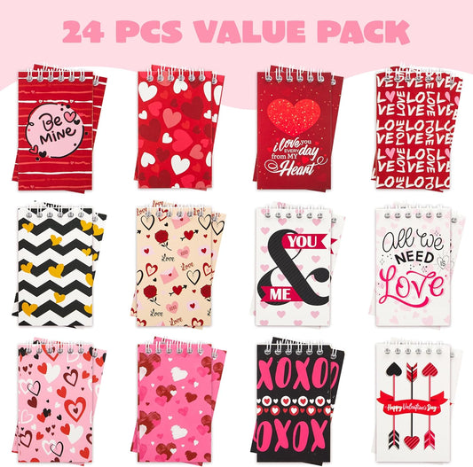 JOYIN 24 Valentine's Day 4'' Notepads, Mini Notesbook Set for Party Favors, Kids School Classroom Gifts Exchange
