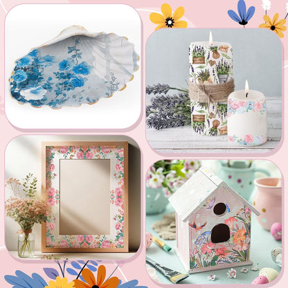 Crtiin 20 Pack Decoupage Napkins Floral Napkins Flower Cocktail Paper Decorative Toilet for Valentine's Day Birthday Party Beautiful Gorgeous, 20 Styles Each 6.5 Inches(Style 1)