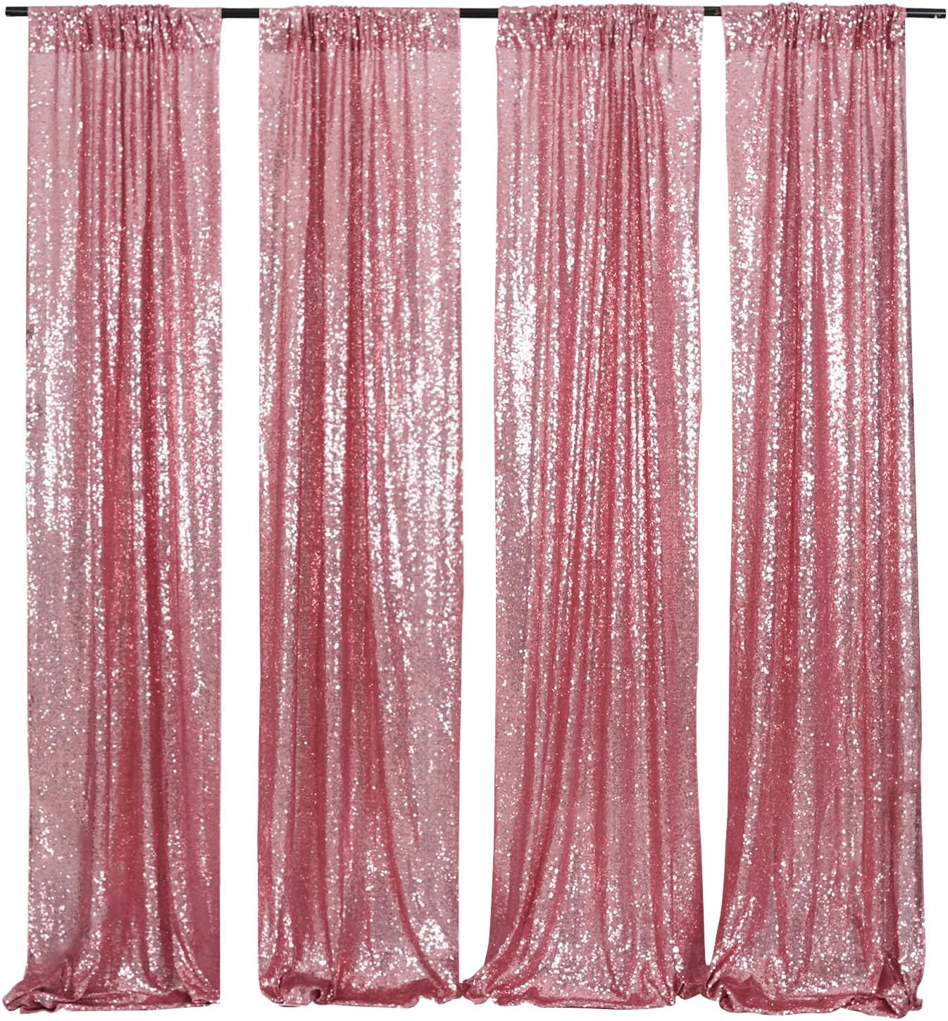 Poise3EHome Black Sequin Backdrop Curtains, 2 Panels 2FTx8FT Glitter Photo Booth Backdrop for Halloween Birthday Bachelorette Wednesday Twilight Party Decorations