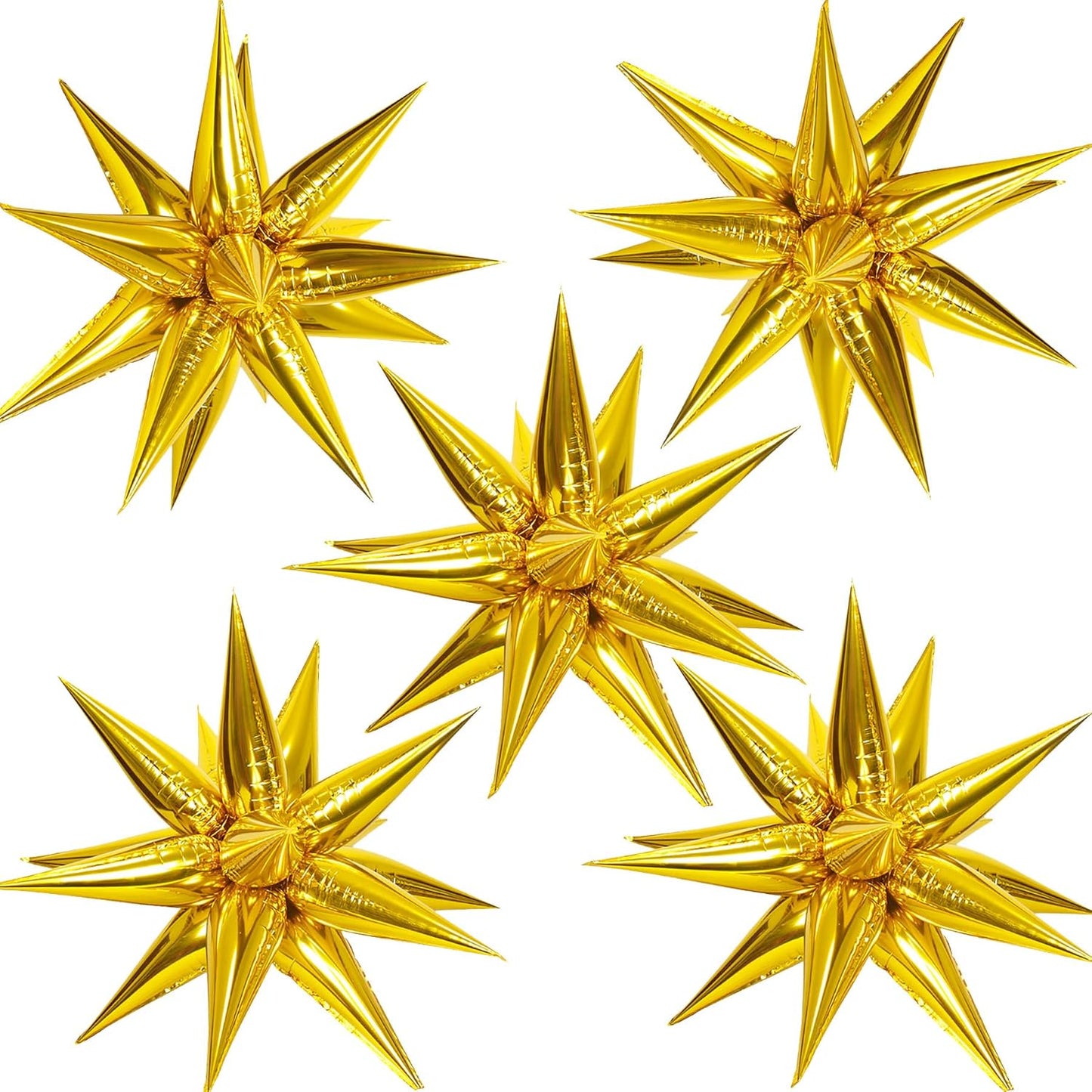 ZAKVOOR 60 Pcs Star Balloons 12 Spike Foil Explosion Party Decoration Balloons for Christmas New Year Eve Birthday (Silver)