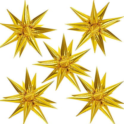ZAKVOOR 60 Pcs Star Balloons 12 Spike Foil Explosion Party Decoration Balloons for Christmas New Year Eve Birthday (Silver)