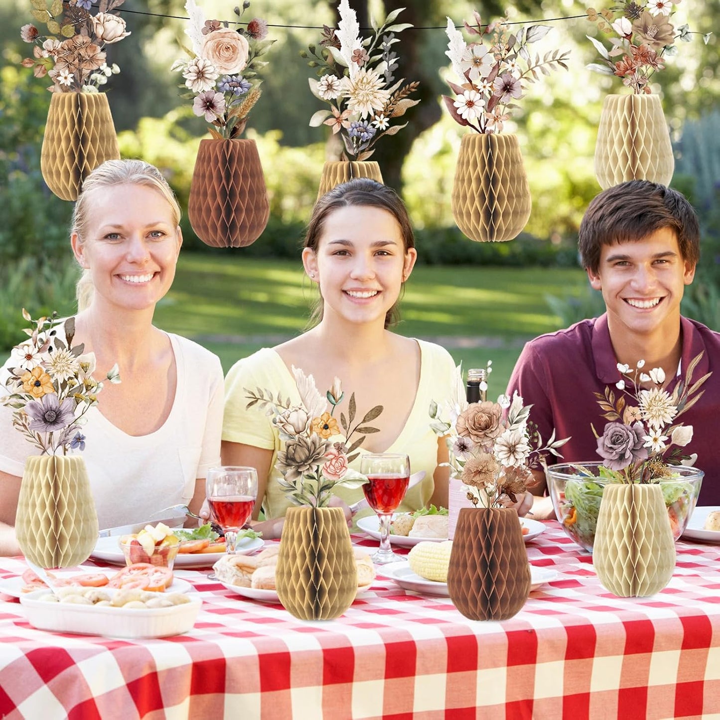 12 PCS Spring Boho Flower Honeycomb Centerpieces for Wildflower Party Table Decorations 3D Boho Floral Table Centerpieces Wildflower Tables Toppers for Wedding Birthday Baby Shower Party Home Decor