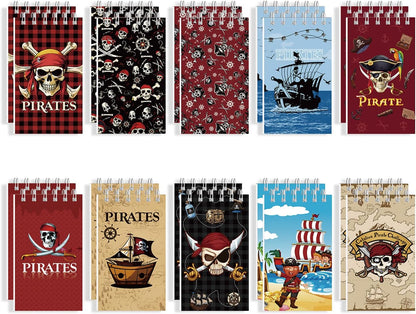 20Pcs Mini Pirate Notepads Spiral Notebooks for Birthday Party Favors Supplies Teacher Reward Favor Bag Stuffers Pirate Theme Party