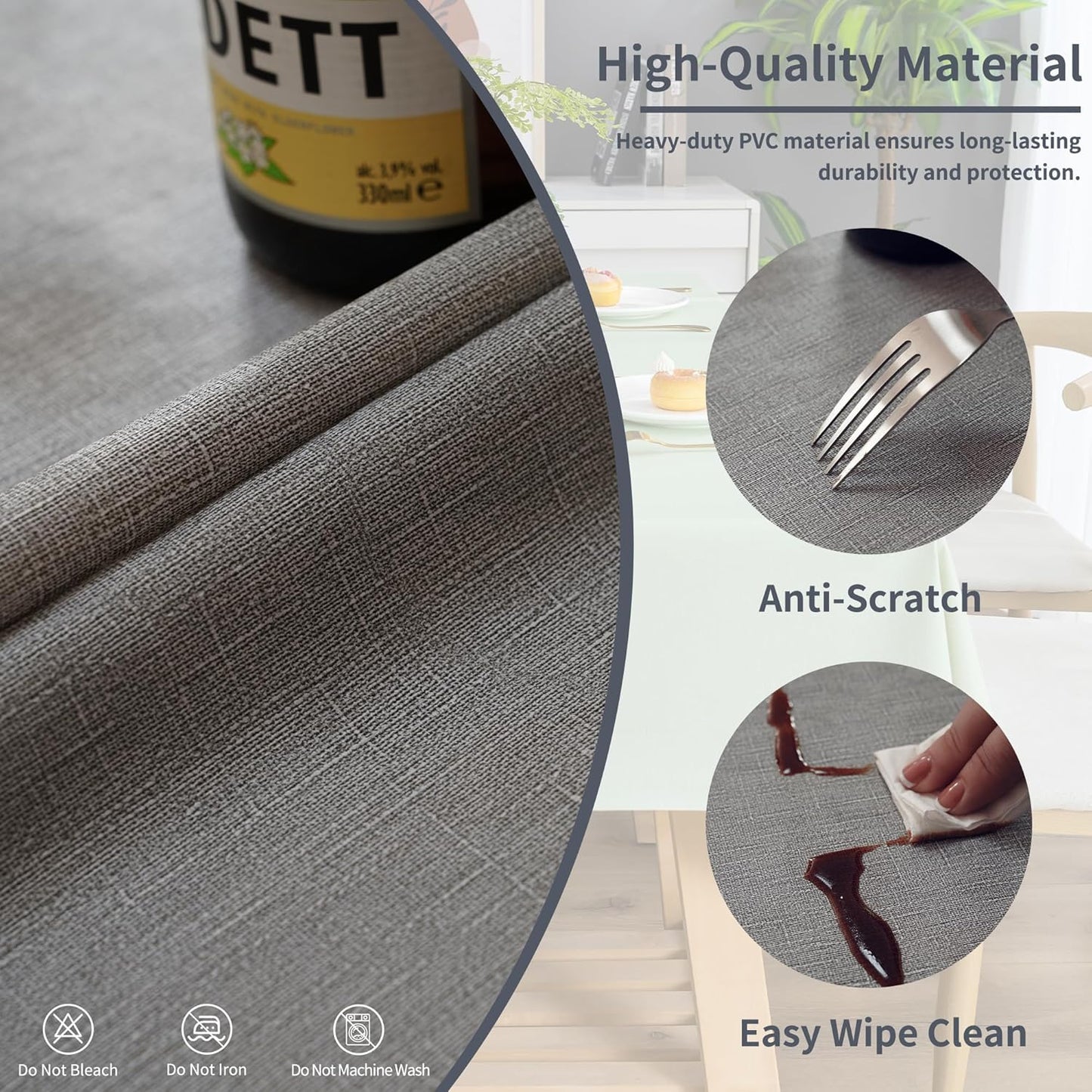 Rectangle Table Cloth,100% Waterproof Tablecloth Oil Proof Spill Proof Vinyl Table Cloth, Wipe Clean Plastic Table Cover for Dining, Camping, Indoor and Outdoor 52" x 70",Leaves