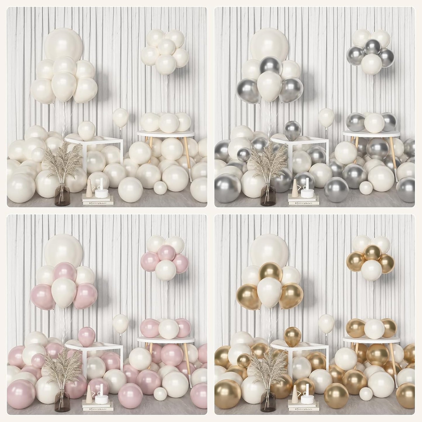 Amandir 153pcs White Sand Balloons Arch Garland Kit Different Sizes 18 12 10 5 Inch Cream Beige Sand White Latex Balloon for Birthday Boho Neutral Baby Shower Wedding Anniversary Party Decorations