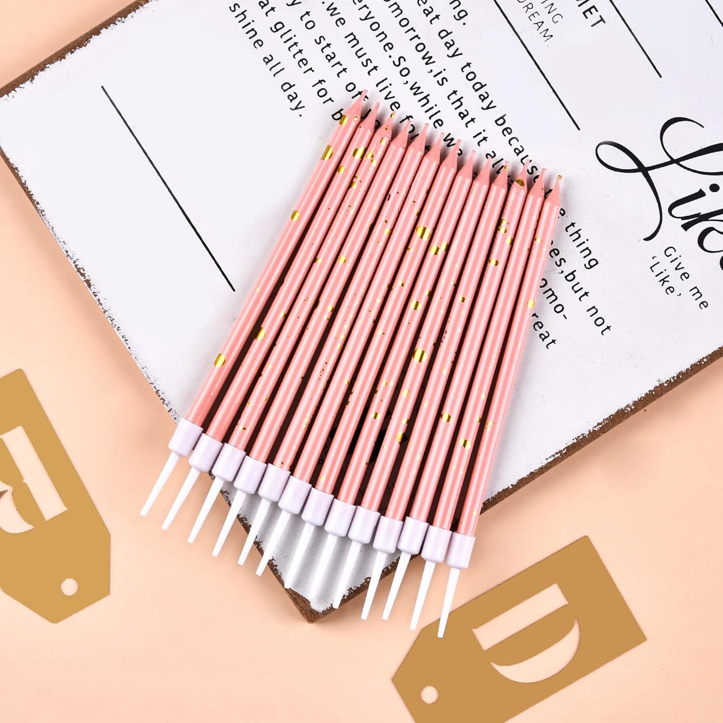 Pink Gold Long Thin Birthday Candles, Cake Candles, Birthday Parties, Wedding Decorations, Party Candles