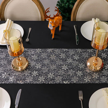Snowkingdom 2 Pieces Gold Table Runner, Sequin Glitter Foil Metallic Thin Mesh Runner Roll 11"x108", Gold Table Decorations for Event Party, Wedding, Birthday Party, Christmas