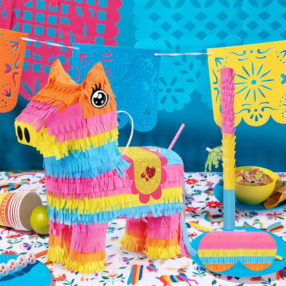 Hooqict Mexican Pinata with Blindfold and Bat Stick Party Pinata for Fiesta Carnival Cinco de Mayo Decorations Kids Adults Mexican Party Games Birthday Party Supplies