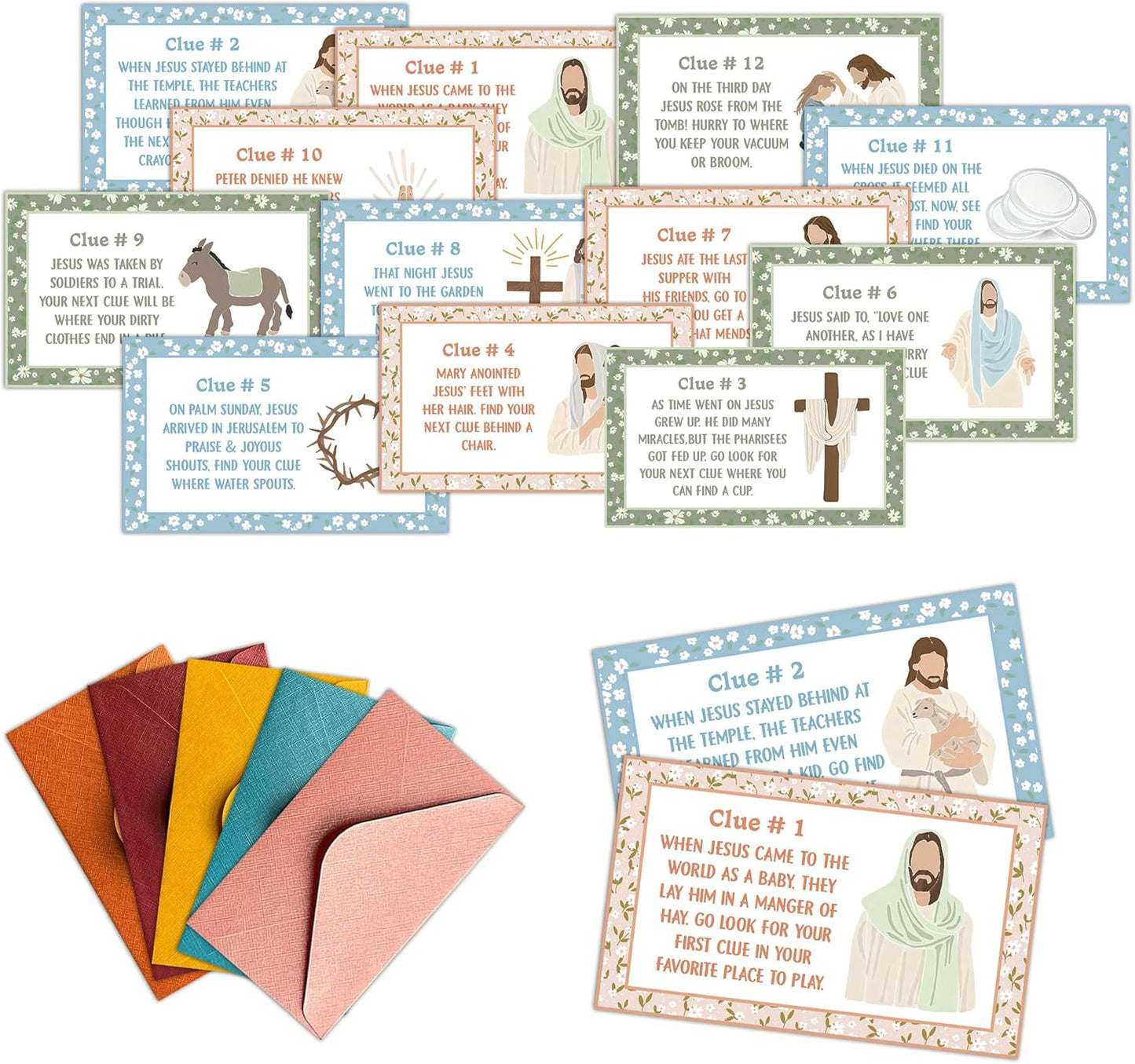 Easter Scavenger Hunt Game, Easter Games for Family Treasure Riddle Egg Hunt Cards Game Activities, Spring Floral Holiday Indoor Outdoor Party Games Supplies Gifts for Adults Friends, 01