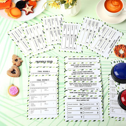 20 Pcs Retirement Friendly Feud Game Set Retirement Party Game Trivia Quiz with 18 Card 2 Buzzer for Adults Family Games Activities Party Supplies, Battery Not Included