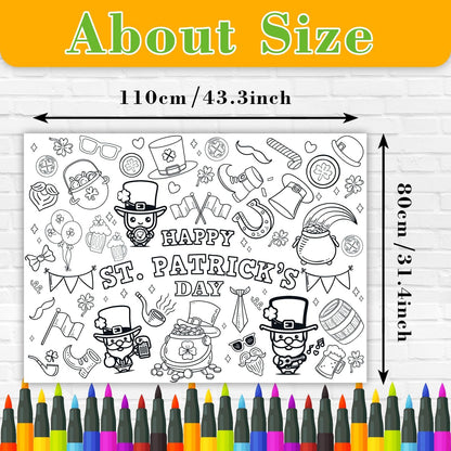43.3x31.5 Summer Coloring Poster with Picture, Giant Cute Painting Poster, Large Coloring Tablecloth for Classroom Home Birthday Party Supplies Favor