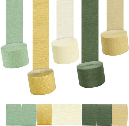 BEISHIDA 8 Rolls Red Yellow Blue and Green Crepe Paper Streamers for Carnival Circus Sesame Street Paw Party Decorations, Birthday DIY Craft Paper(1.8 Inch x 82 Ft/Roll)