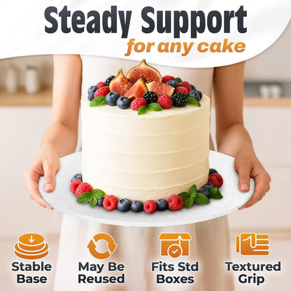 12 Inch Cake Drum, Black Cake Board for Picture-Ready Celebration Cakes, 1/2 Inch Thick Round Cardboard Base with Grease & Moisture Resistant Surface and Decorative Pattern for Parties and Weddings