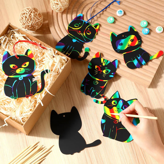Fuutreo 100 Pcs Ice Cream Scratch Cards Rainbow Color Scratch Ornaments Summer Scratch Paper Crafts Kits with Sticks and Ribbon for Birthday Party Favors DIY Hanging Decorations