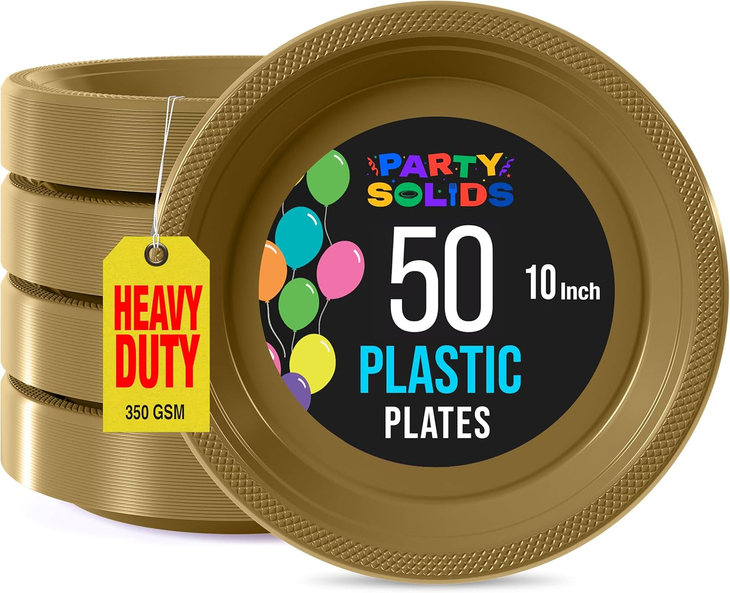 Exquisite Party Solids Red Plastic Plates For Party Supplies 10" Red Disposable Plates Heavy Duty 50 Pcs Plastic Dinnerware Sets Heavy Duty 350 GSM Disposable Dinnerware Set